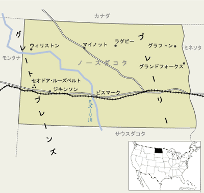ノースダコタ州　地図
